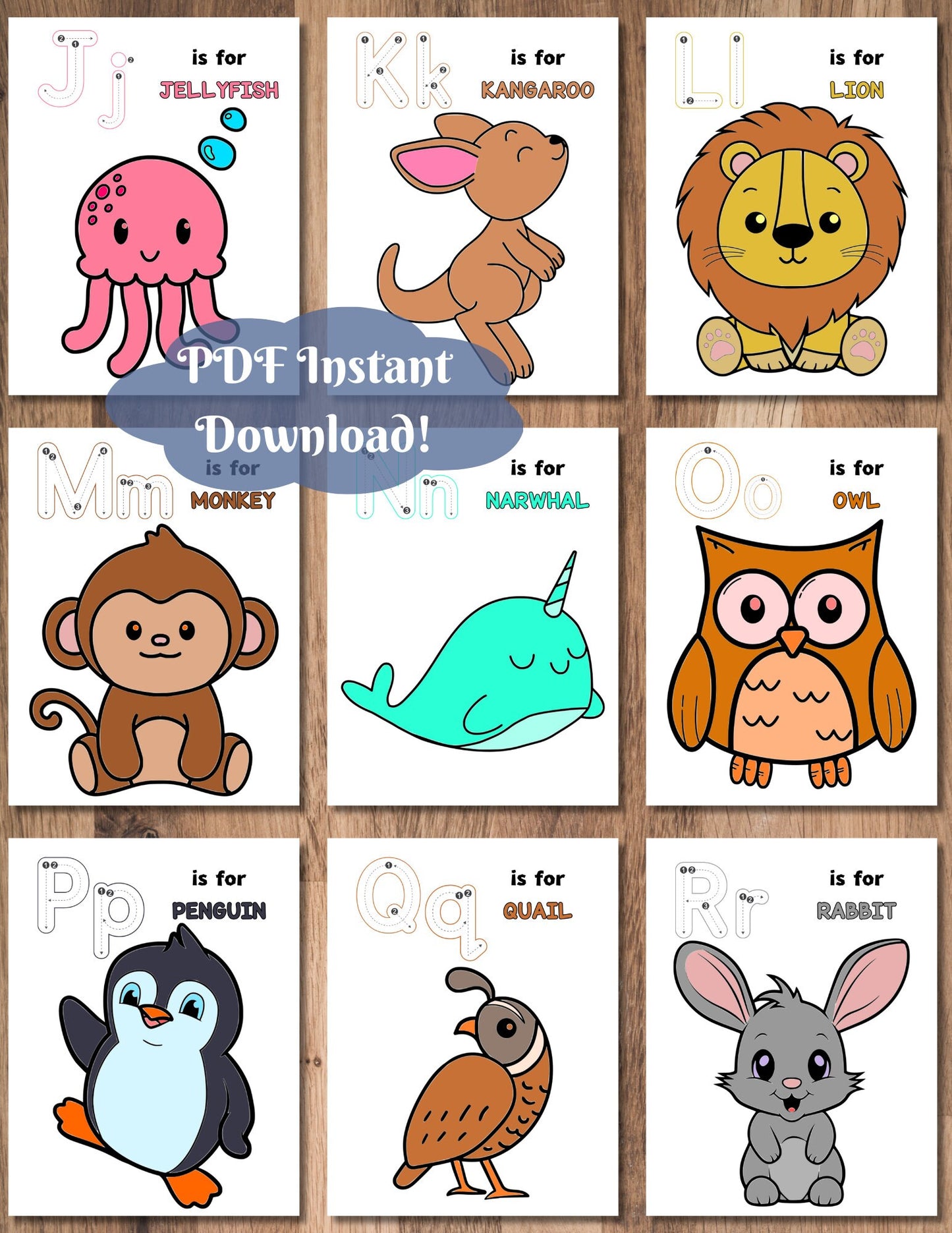 Alphabet Animal Flash Cards | A–Z Letter Tracing & Printable ABC Cards