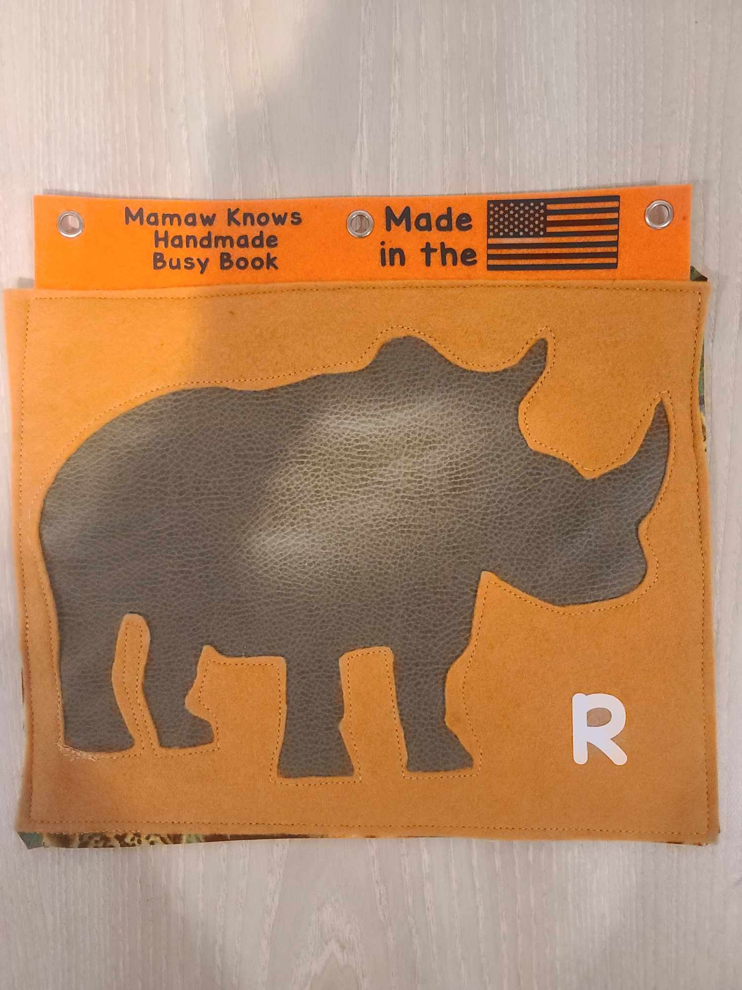 Rhino Sensory Busy Book Page | Tactile Texture Learning