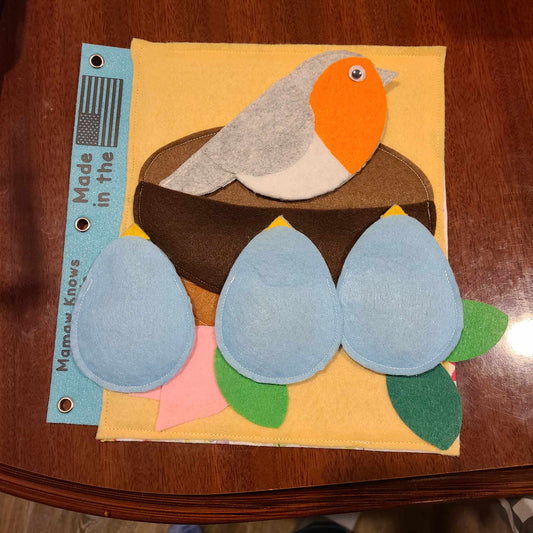 Bird Nest Surprise Busy Book Page | Interactive Felt Birds, Eggs & Nest