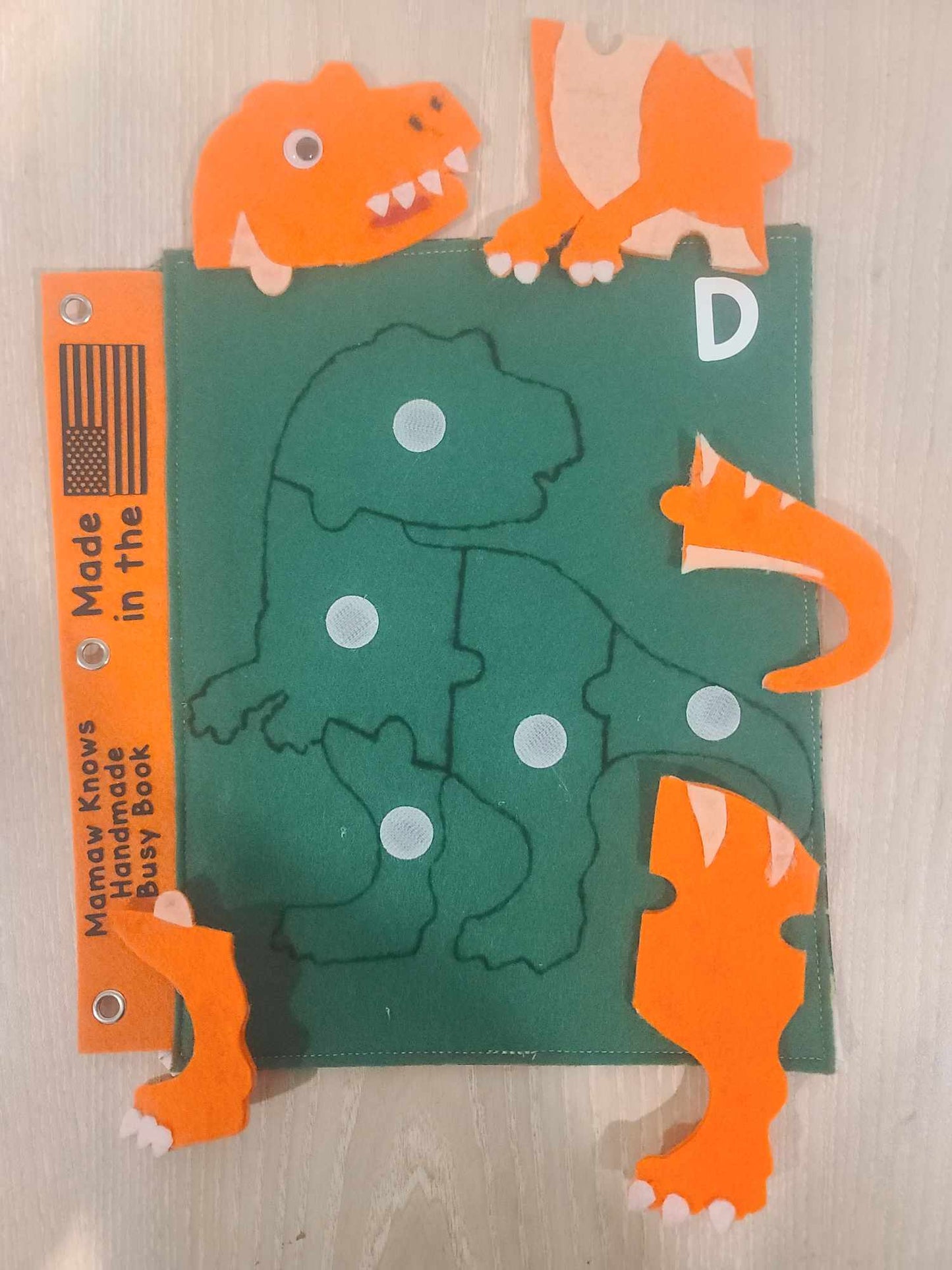 Dino Puzzle Busy Book Page | Velcro Dinosaur Puzzle