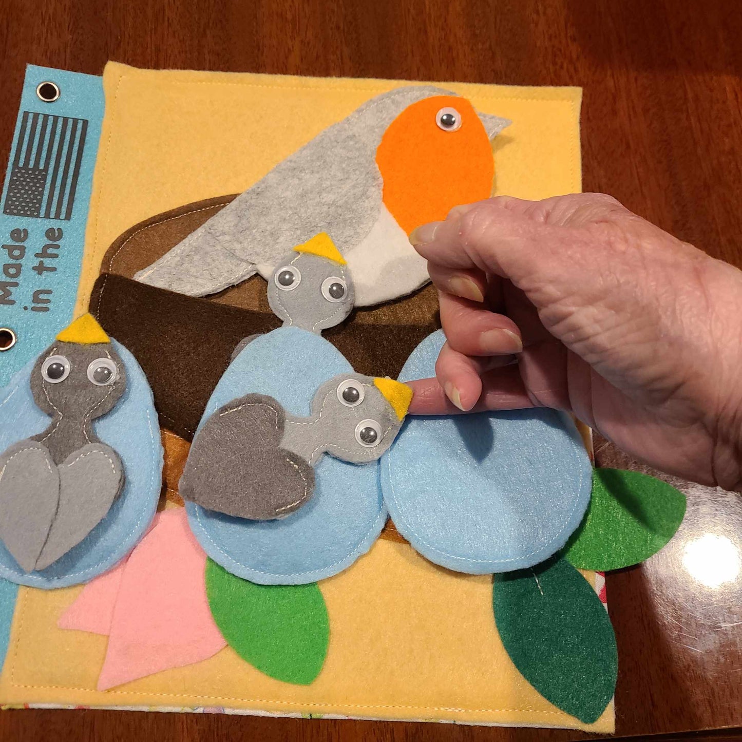 Bird Nest Surprise Busy Book Page | Interactive Felt Birds, Eggs & Nest