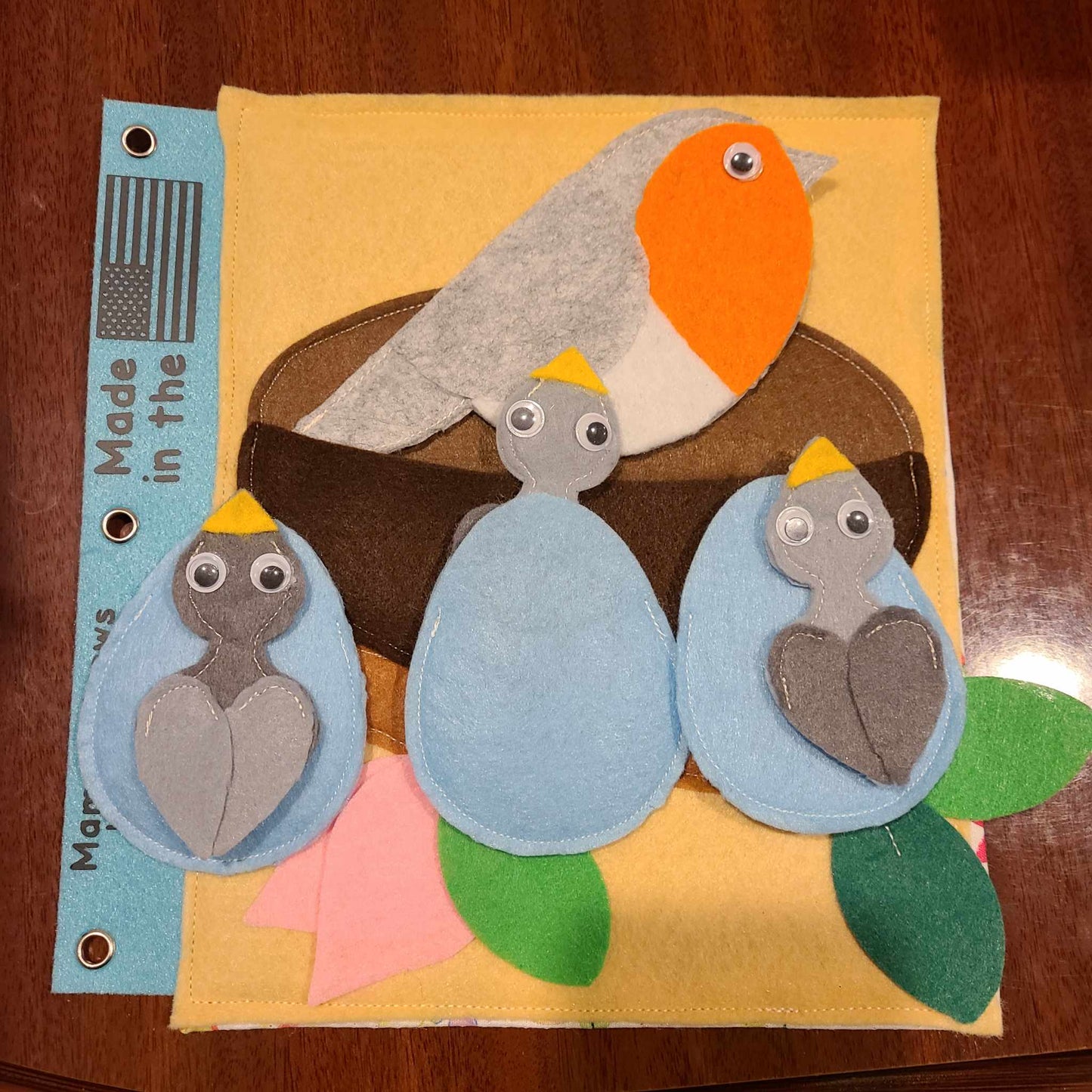 Bird Nest Surprise Busy Book Page | Interactive Felt Birds, Eggs & Nest