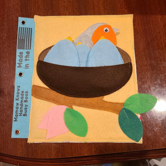 Bird Nest Surprise Busy Book Page | Interactive Felt Birds, Eggs & Nest