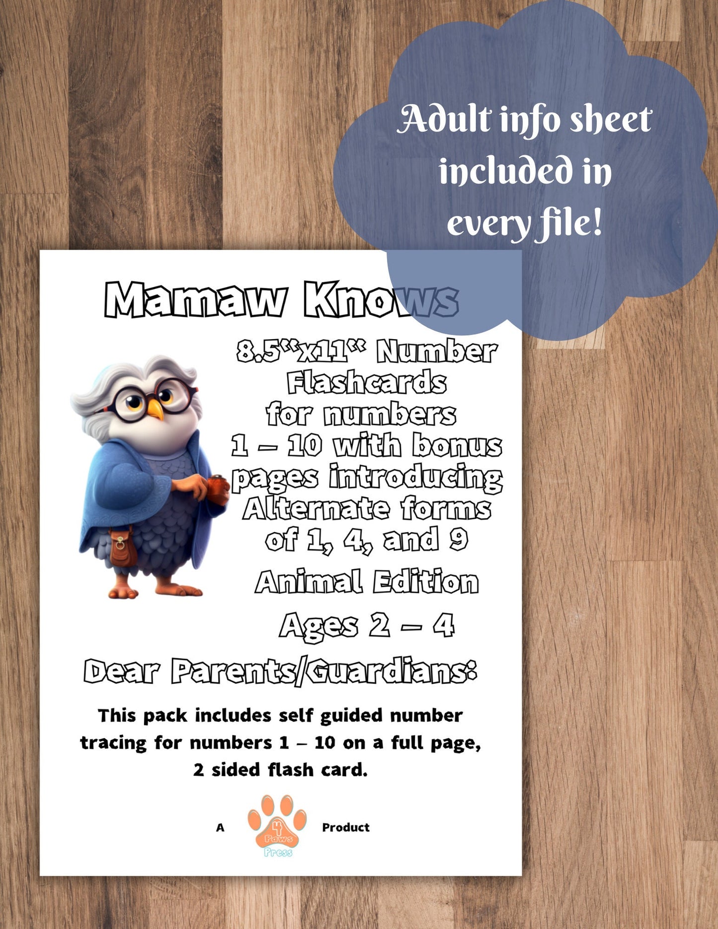 Animal Number Flash Cards (1–10) Printable PDF