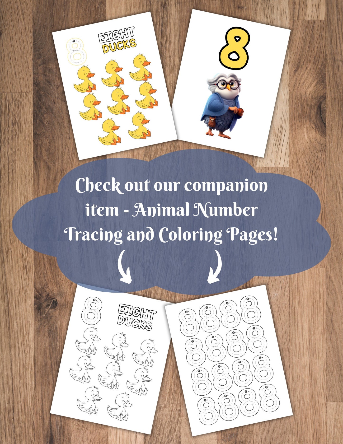 Animal Number Flash Cards (1–10) Printable PDF