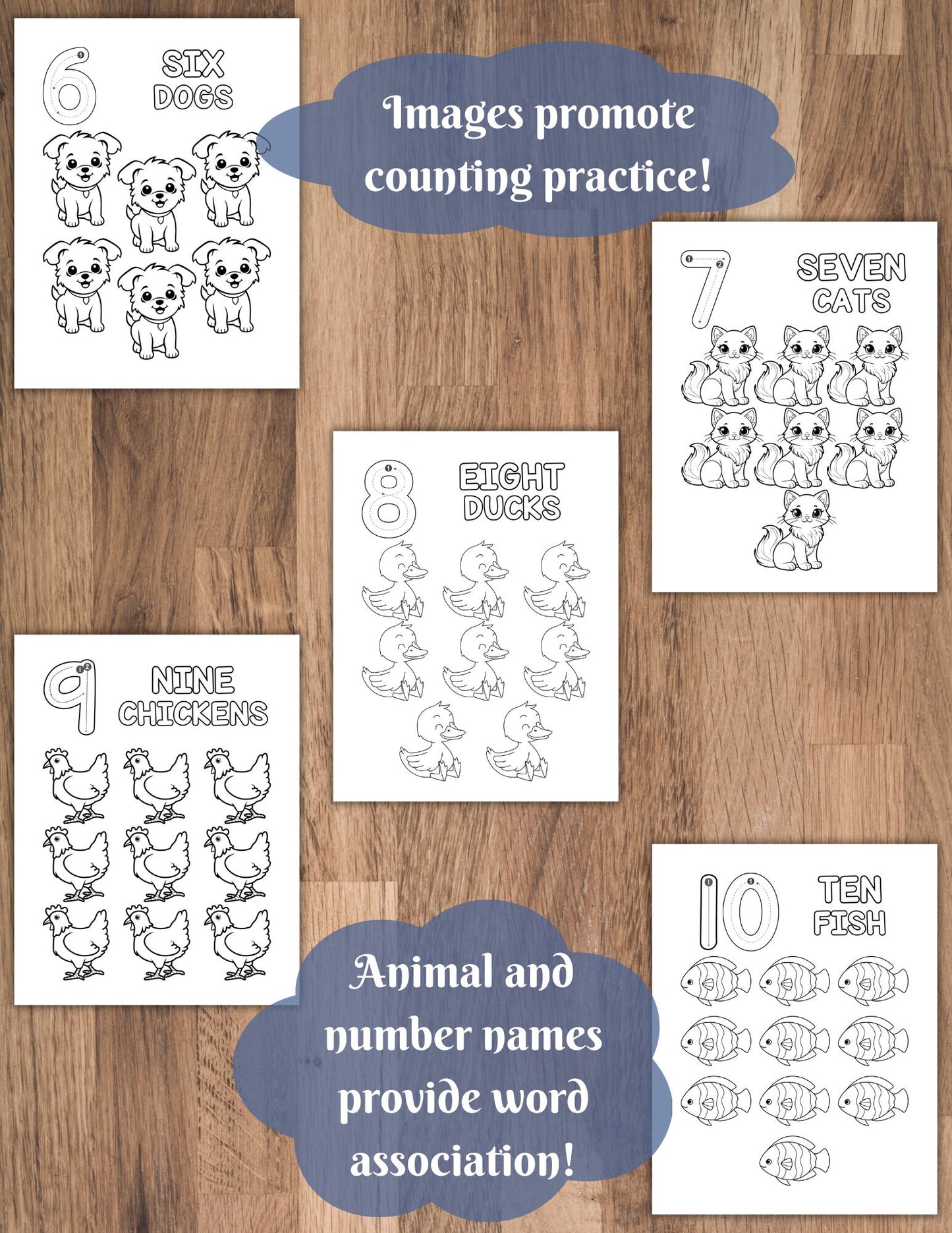 Animal Number Tracing & Coloring Pages | Numbers 1–10 Printable PDF