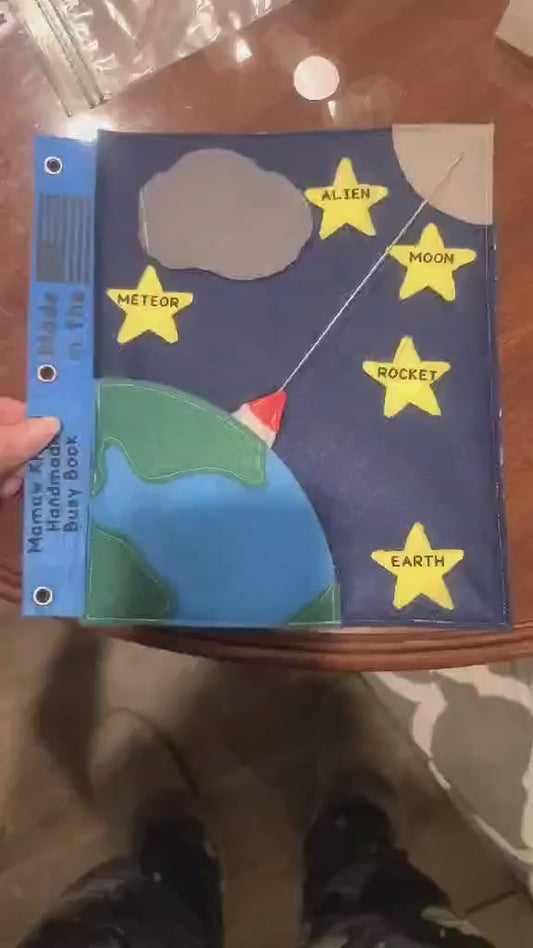 Space Adventure Busy Book Page | Rocket Launch, Stars & Hidden Alien