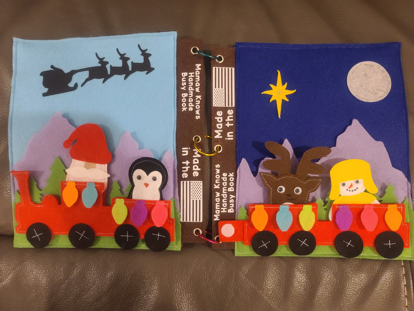 🎅 Christmas Train Busy Book Pages | Holiday Felt Playset