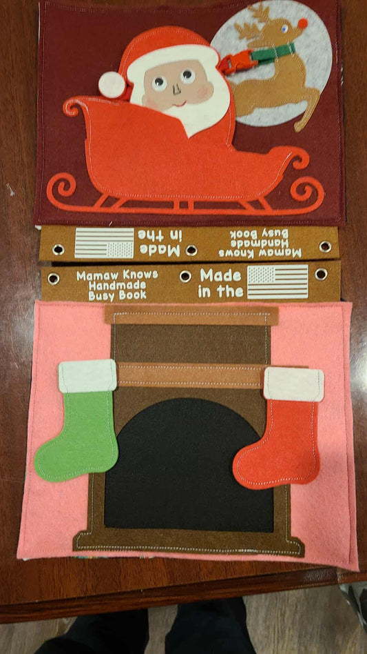 🎅 Santa’s Sleigh & Cozy Fireplace Busy Book Page Set | Christmas Interactive Play
