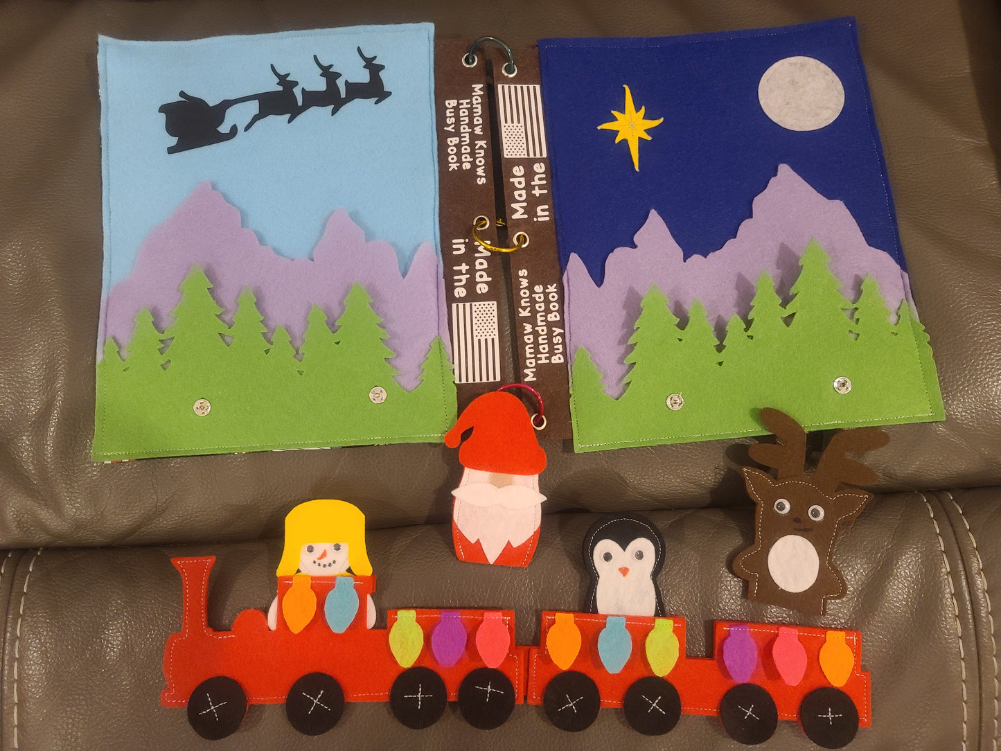 🎅 Christmas Train Busy Book Pages | Holiday Felt Playset
