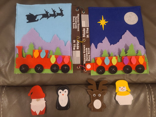 🎅 Christmas Train Busy Book Pages | Holiday Felt Playset
