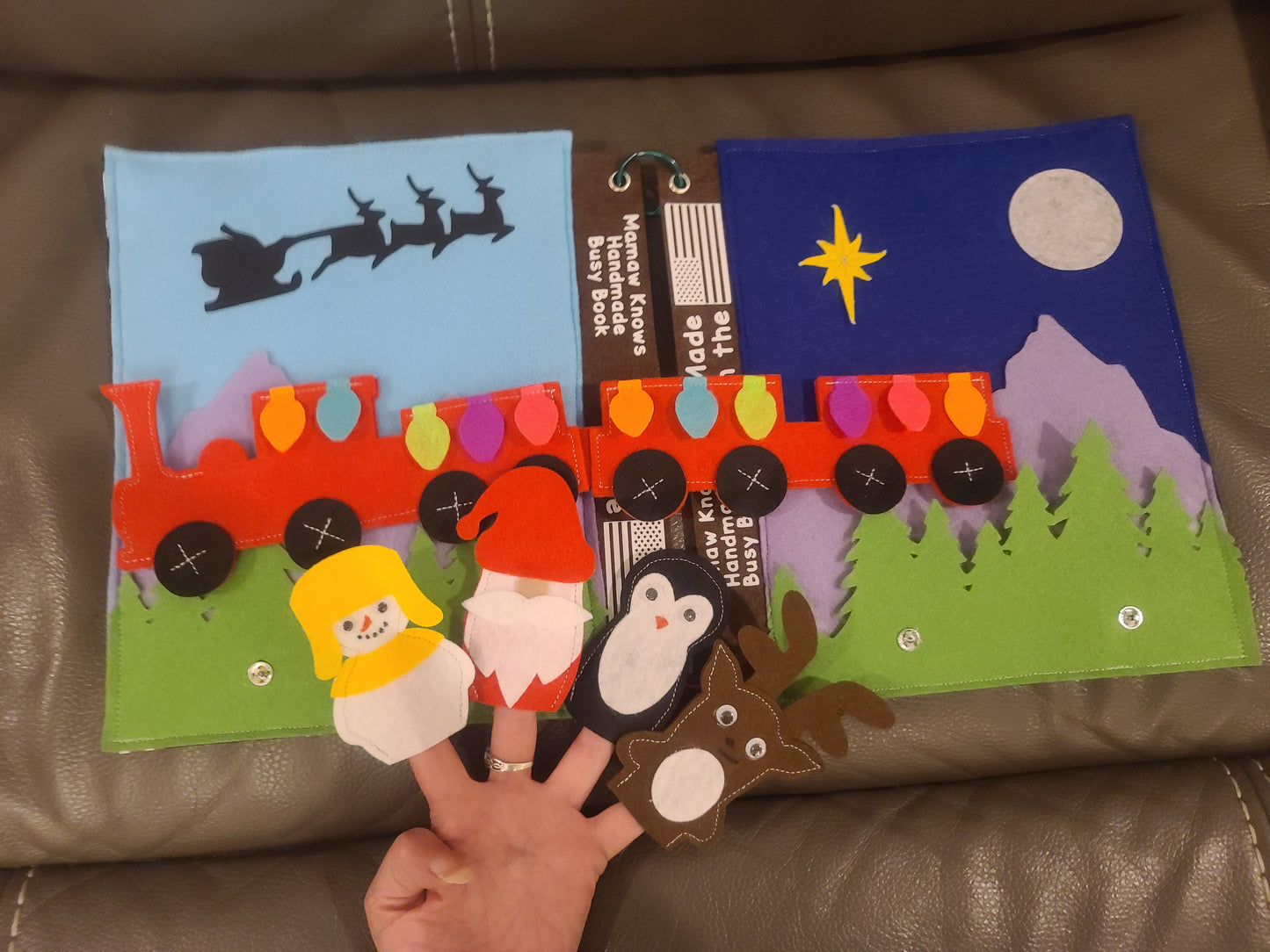 🎅 Christmas Train Busy Book Pages | Holiday Felt Playset